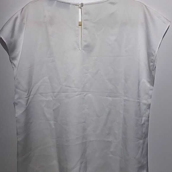 Nordstrom Halogen Women's Sleeveless Open Side Round Neck Satin Top White Size M - Picture 7 of 10